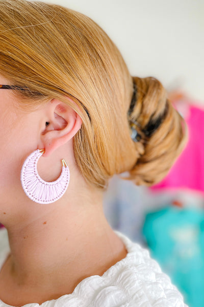 Wrapped Raffia Earrings, Lavender