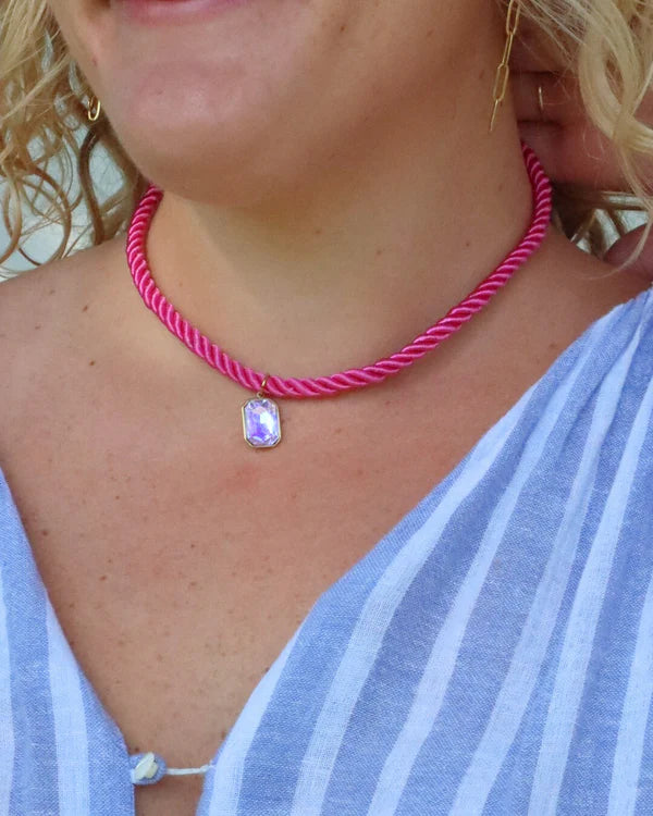 Tailyn Rope Necklace, Hot Pink