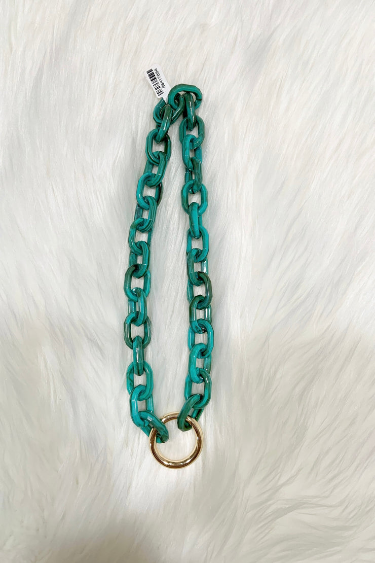 Acrylic Link Necklace, Turquoise