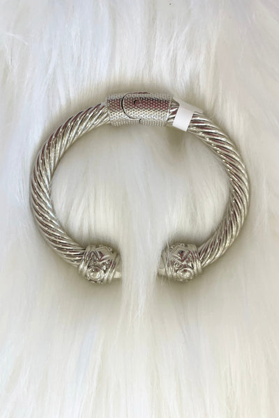 Thick Cuff Bracelet, Silver