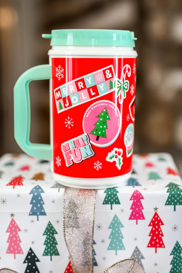Christmas Collage Thermo Jug, Red