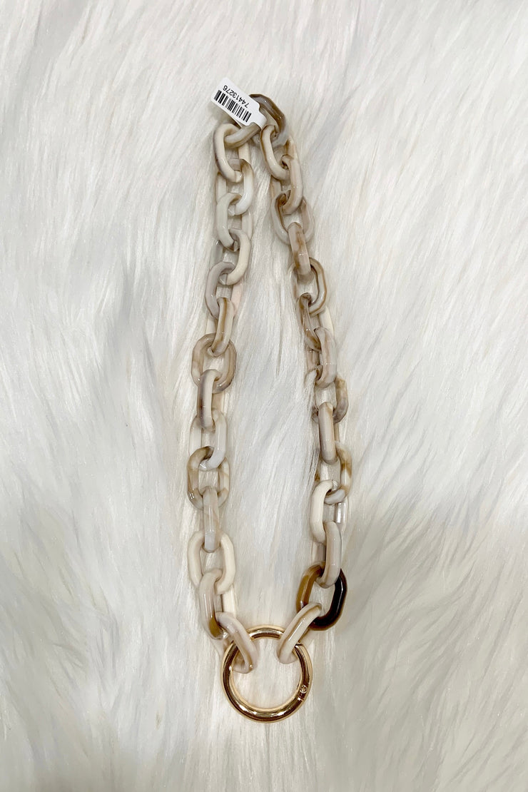 Acrylic Link Necklace, Cream Marble