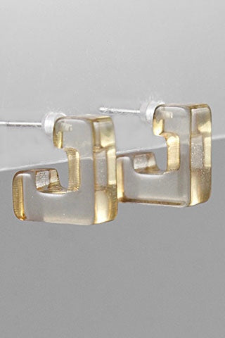 Acrylic L Hoops, Tan